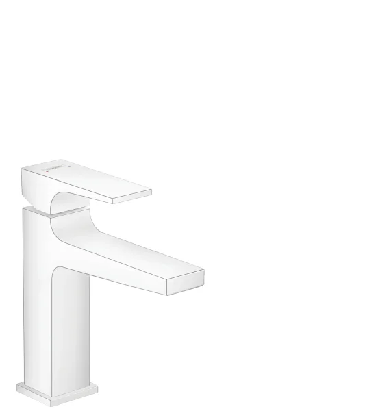 Hansgrohe Metropol Single Lever Basin Mixer 110 With Lever Handle And Push-open Waste Matt White