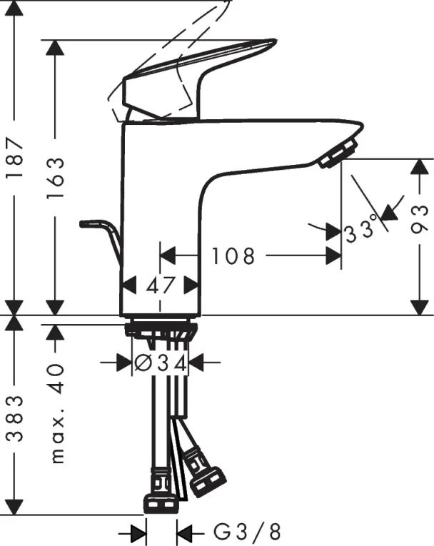 Hansgrohe Logis Manual Mixers 351 X 177 X 72mm Chrome detail view - Image 3
