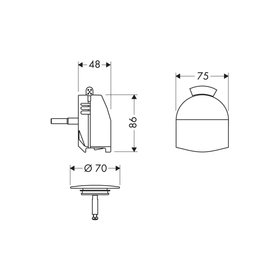 Hansgrohe Exafill Bath Filler With Waste And Overflow 160 X 90 X 70mm Chrome detail view - Image 3