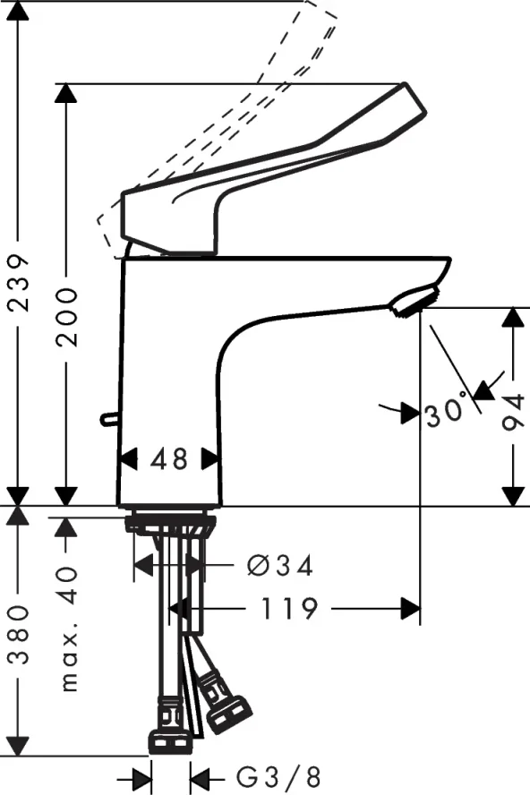 Hansgrohe Focus Manual Mixers 351 X 177 X 72mm Chrome detail view - Image 2
