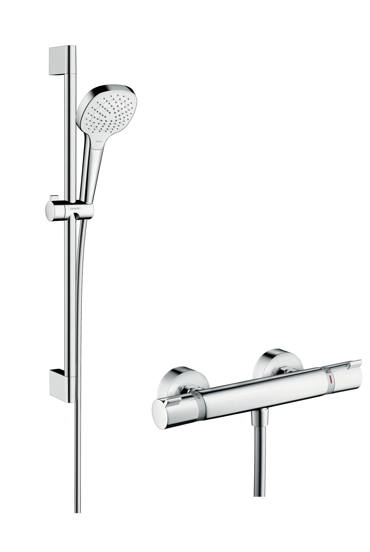 Hansgrohe Croma Select E Shower System 110 Vario With Ecostat Comfort Thermostatic Mixer And Shower Rail 65 Cm