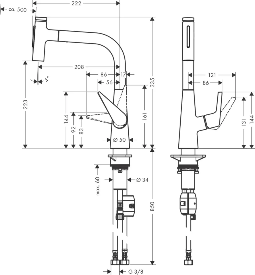 Hansgrohe Talis Select M51 Manual Kitchen Mixers 556 X 312 X 88mm Chrome detail view - Image 2