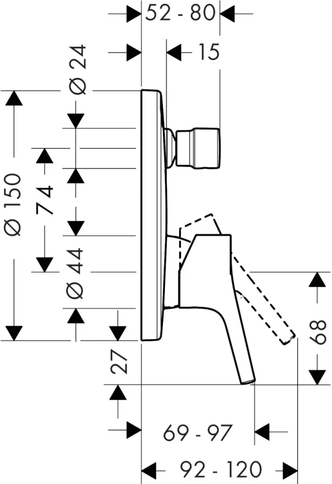 Hansgrohe Talis S Bath Mixers Concealed 227 X 185 X 131mm Chrome detail view - Image 2