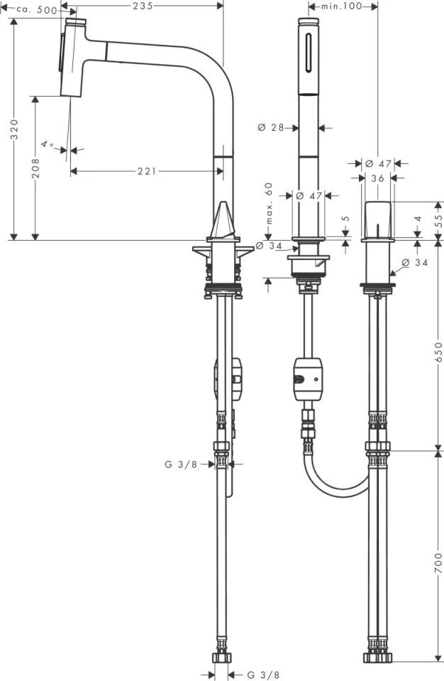 Hansgrohe Metris Select M71 Manual Kitchen Mixers 555 X 310 X 110mm Stainless Steel detail view - Image 2