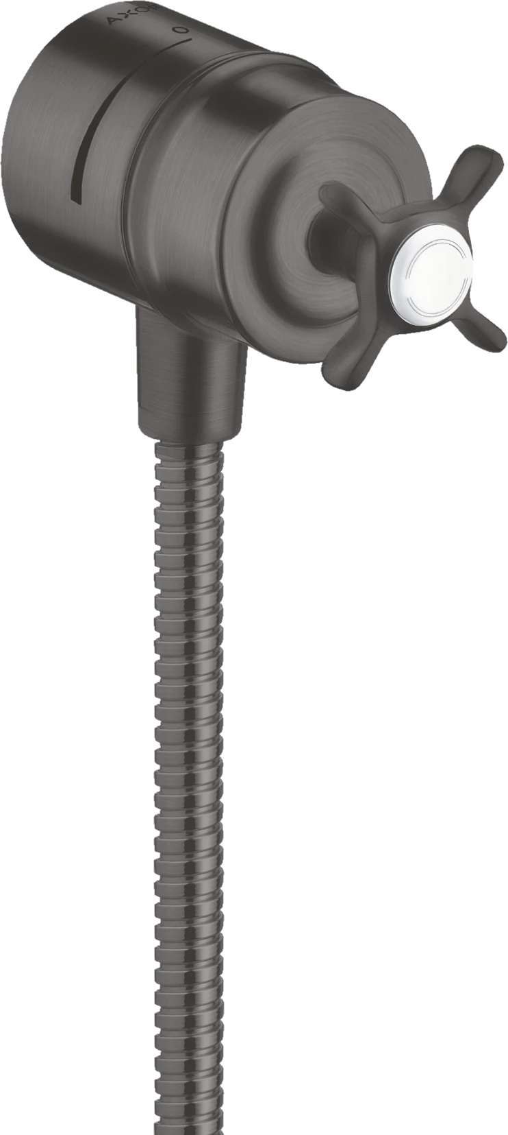 Axor Montreux Wall Outlet Stop With Non-return Valve, Shut-off Valve And Cross Handle Brushed Black Chrome
