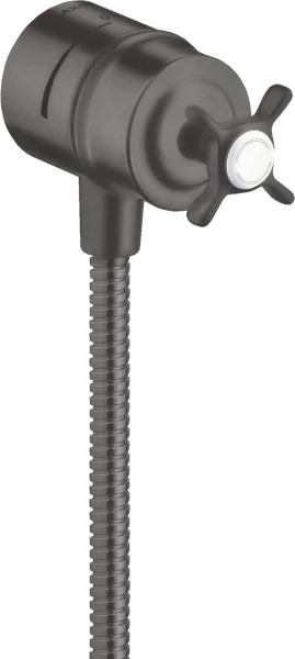 Axor Montreux Wall Outlet Stop With Non-return Valve, Shut-off Valve And Cross Handle Brushed Black Chrome