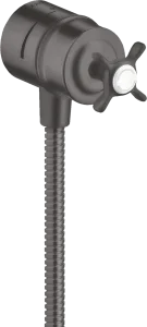 Axor Montreux Wall Outlet Stop With Non-return Valve, Shut-off Valve And Cross Handle Brushed Black Chrome