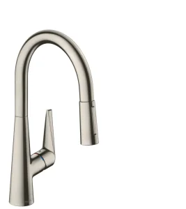 Hansgrohe Talis M51 Single Lever Kitchen Mixer 200 With Pull-out Spray, 2 Spray Modes Stainless Steel