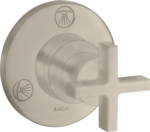 Axor Citterio Shut-off / Diverter Valve Trio / Quattro Finish Set With Cross Handle Brushed Nickel