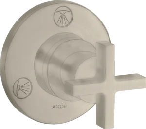 Axor Citterio Shut-off / Diverter Valve Trio / Quattro Finish Set With Cross Handle Brushed Nickel