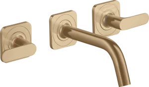 Axor Citterio M 3-hole Basin Mixer For Concealed Installation Wall-mounted With Spout 166 Mm, Lever Handles And Escutcheons Brushed Bronze