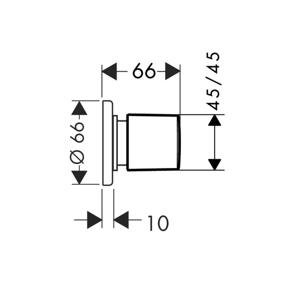 Hansgrohe Metris Shut-off Valves 130 X 110 X 87mm Chrome detail view - Image 3