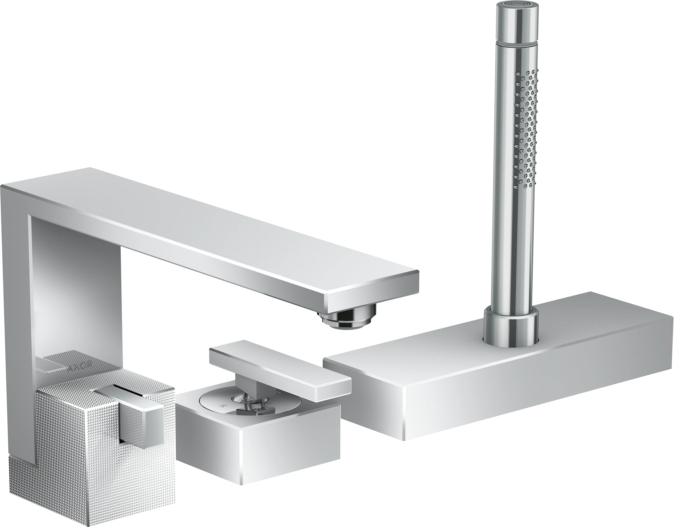 Axor Edge 3-hole Rim-mounted Bath Mixer - Diamond Cut Chrome