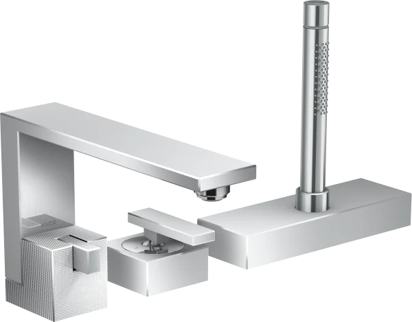 Axor Edge 3-hole Rim-mounted Bath Mixer - Diamond Cut Chrome