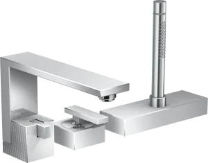 Axor Edge 3-hole Rim-mounted Bath Mixer - Diamond Cut Chrome