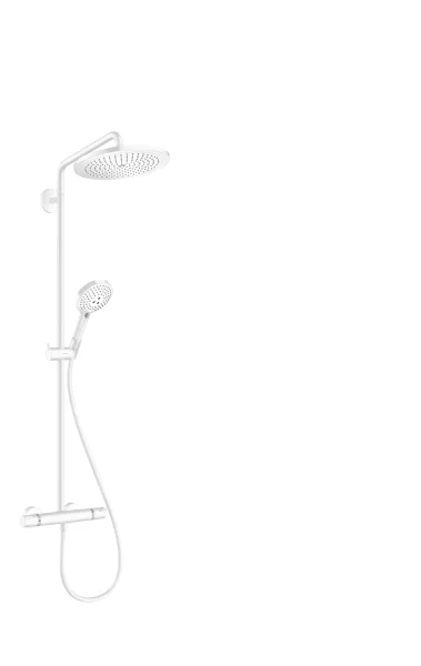 Hansgrohe Croma Select S Showerpipe 280 1jet With Thermostat And Hand Shower Raindance Select S 120 3jet Matt White
