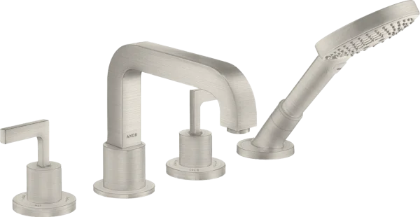 Axor Citterio 4-hole Tile Mounted Bath Mixer With Cross Handles And Escutcheons Stainless Steel