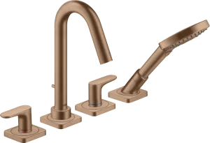 Axor Citterio M 4-hole Rim-mounted Bath Mixer With Lever Handles And Escutcheons Brushed Red Gold