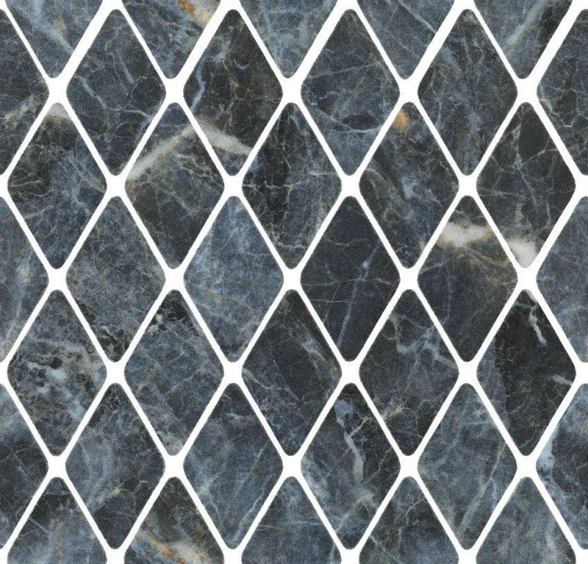 European Tiles Charmo Blue Sunstone Diamond Mosaic 31 X 33.5cm Polished Wall Tile (sold Per Piece) detail view - Image 2
