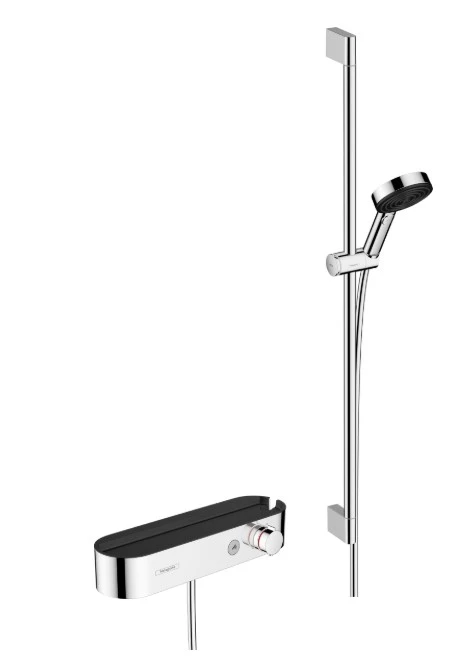 Hansgrohe Pulsify Select S Shower System 105 3jet Relaxation With Showertablet 400, Shower Bar 90 Cm, Slider And Shower Hose Chrome