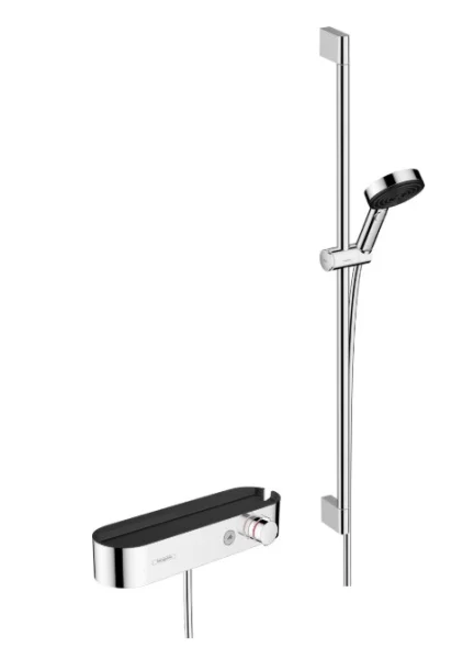 Hansgrohe Pulsify Select S Shower System 105 3jet Relaxation With Showertablet 400, Shower Bar 90 Cm, Slider And Shower Hose Chrome