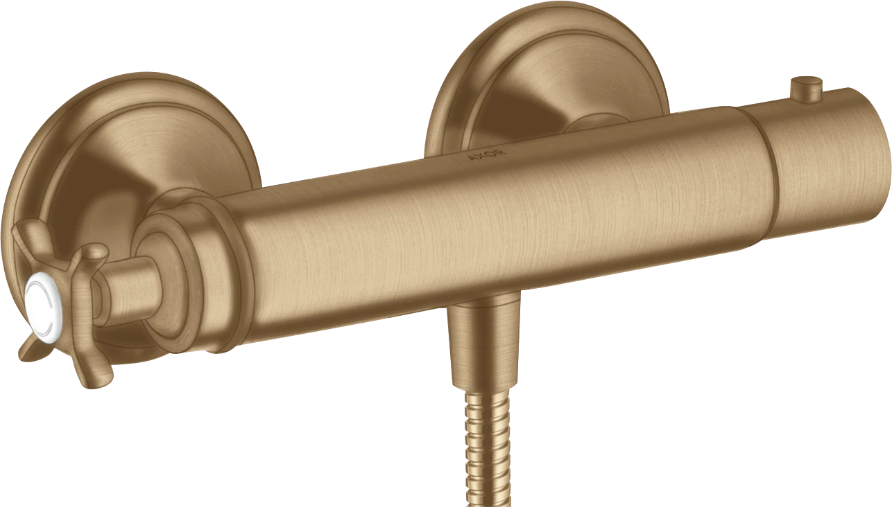 Axor Montreux Thermostatic Shower Mixer For Exposed Installation With Cross Handle Brushed Bronze