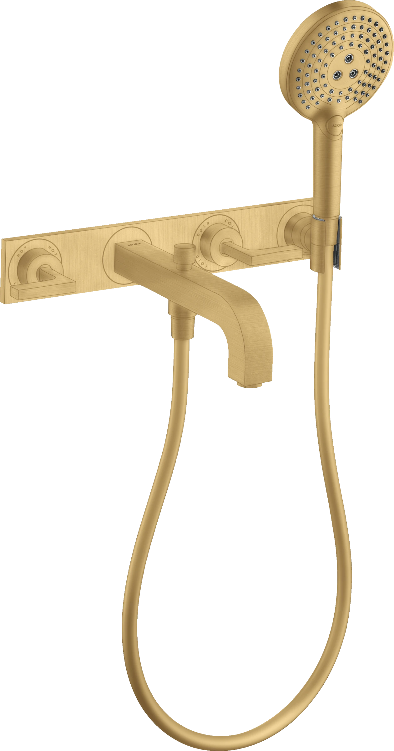 Axor Citterio 3-hole Bath Mixer For Concealed Installation Wall-mounted With Lever Handles And Plate Gold Brushed