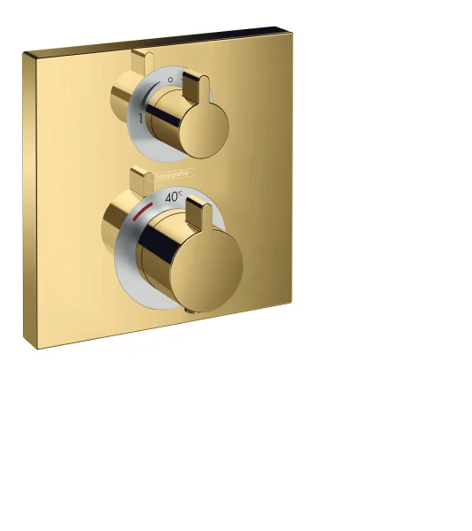 Hansgrohe Ecostat Square Thermostatic Mixer For Concealed Installation For 2 Outlets Gold Polished