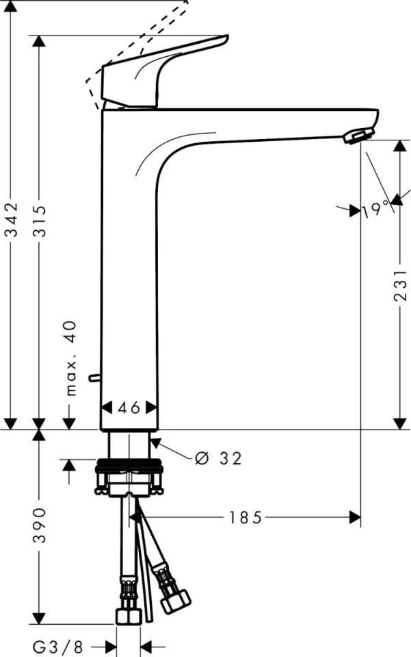 Hansgrohe Focus Manual Mixers 467 X 243 X 80mm Chrome detail view - Image 2