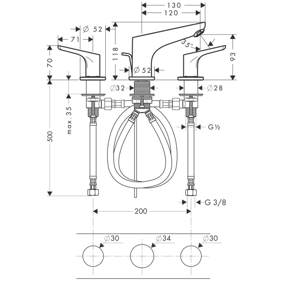 Hansgrohe Focus Manual Mixers 604 X 338 X 96mm Chrome detail view - Image 2