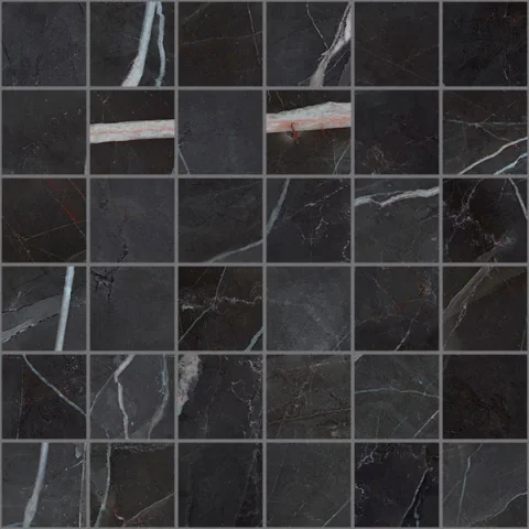 European Tiles Charmo Calacatta Black Mosaic 30 X 30cm Polished Wall Tile detail view - Image 3