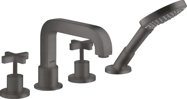 Axor Citterio 4-hole Rim-mounted Bath Mixer With Cross Handles And Escutcheons Brushed Black Chrome