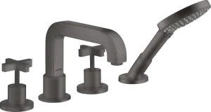 Axor Citterio 4-hole Rim-mounted Bath Mixer With Cross Handles And Escutcheons Brushed Black Chrome