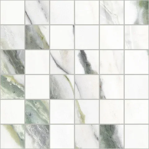 European Tiles Charmo Calacatta Green Mosaic 30 X 30cm Polished Wall Tile detail view - Image 2