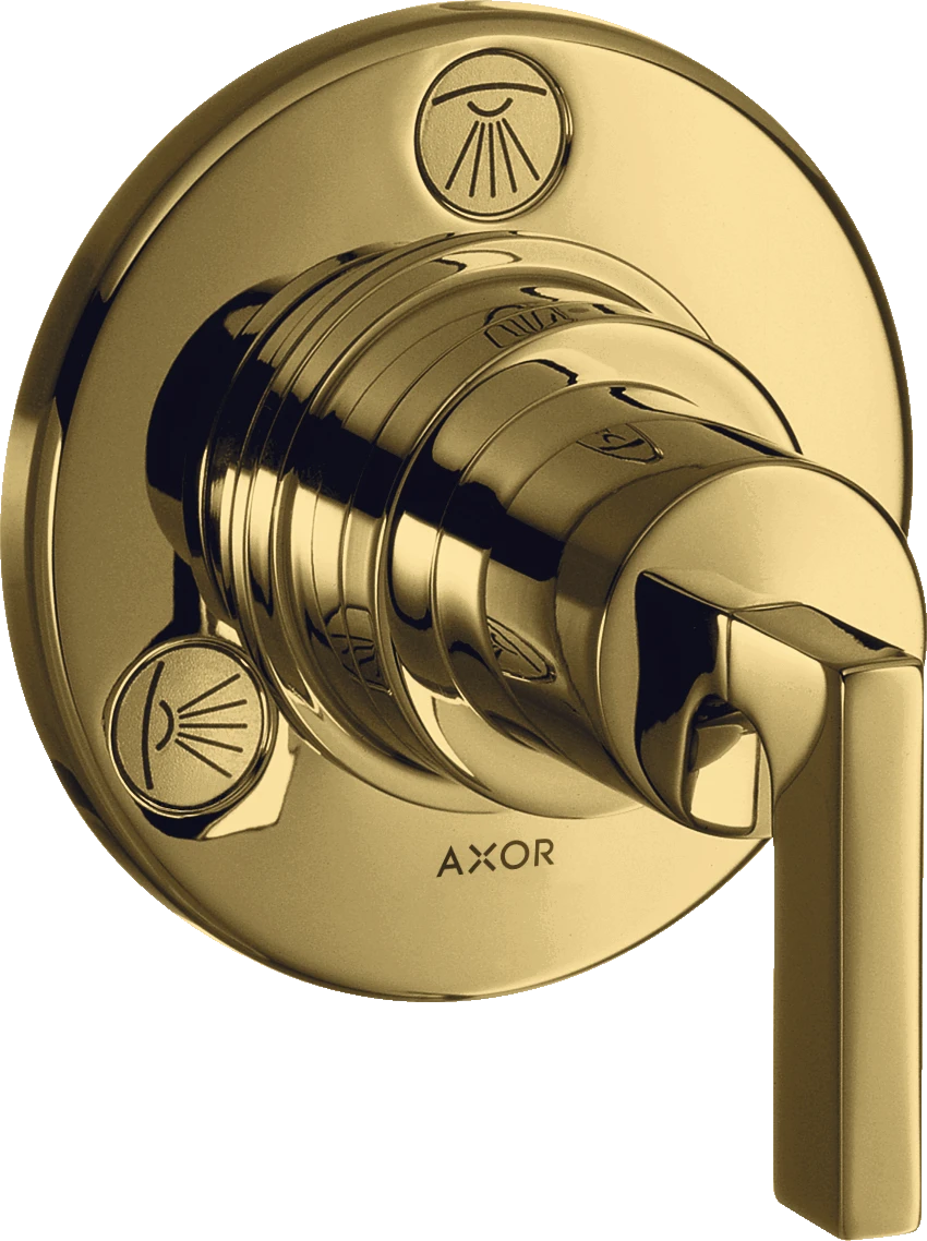 Axor Citterio Shut-off / Diverter Valve Trio / Quattro Finish Set With Lever Handle Gold Polished