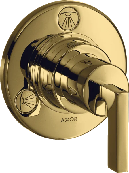 Axor Citterio Shut-off / Diverter Valve Trio / Quattro Finish Set With Lever Handle Gold Polished