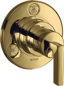Axor Citterio Shut-off / Diverter Valve Trio / Quattro Finish Set With Lever Handle Gold Polished