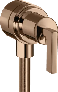 Axor Citterio Wall Outlet Stop With Non-return Valve, Shut-off Valve And Lever Handle Polished Red Gold