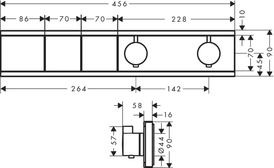 Hansgrohe Rainselect Thermostatic Shower Mixer Concealed 565 X 395 X 150mm Bronze - Brushed detail view - Image 2