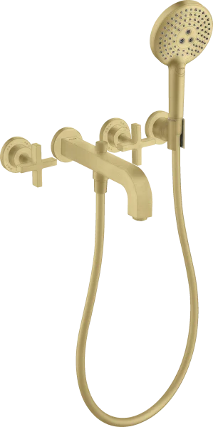 Axor Citterio 3-hole Bath Mixer For Concealed Installation Wall-mounted With Cross Handles And Escutcheons Gold Brushed
