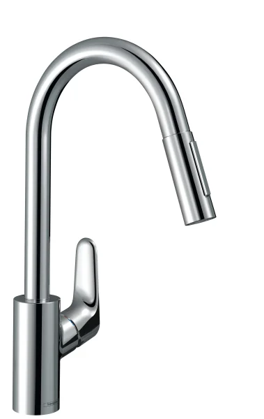 Hansgrohe Focus M41 Single Lever Kitchen Mixer 240 Ecosmart With Pull-out Spray, 2 Spray Modes Chrome