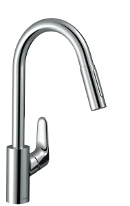 Hansgrohe Focus M41 Single Lever Kitchen Mixer 240 Ecosmart With Pull-out Spray, 2 Spray Modes Chrome