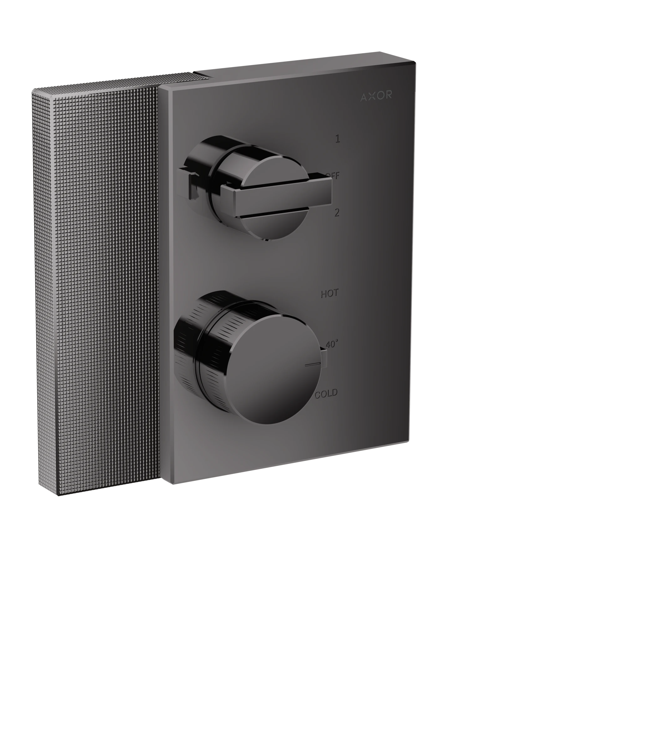 Axor Edge Thermostatic Mixer For Concealed Installation With Shut-off / Diverter Valve - Diamond Cut Polished Black Chrome