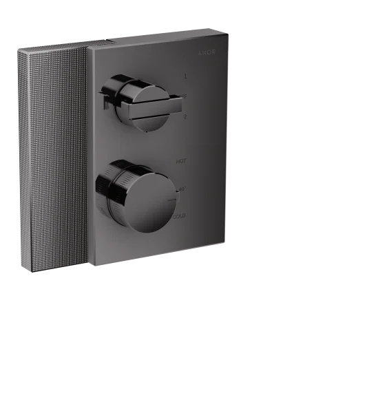 Axor Edge Thermostatic Mixer For Concealed Installation With Shut-off / Diverter Valve - Diamond Cut Polished Black Chrome