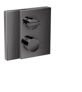 Axor Edge Thermostatic Mixer For Concealed Installation With Shut-off / Diverter Valve - Diamond Cut Polished Black Chrome
