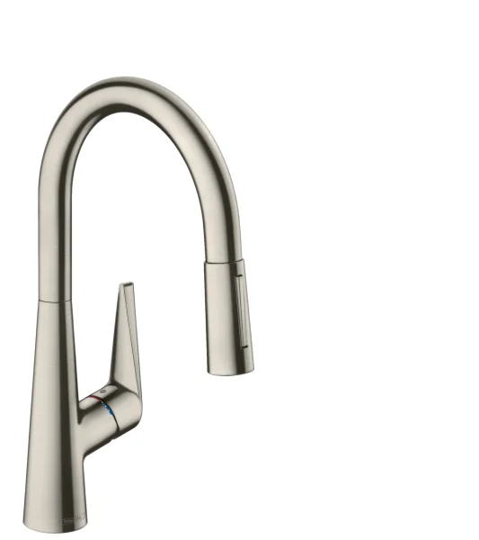Hansgrohe Talis M51 Single Lever Kitchen Mixer 200 With Pull-out Spray And Sbox, 2 Spray Modes Stainless Steel