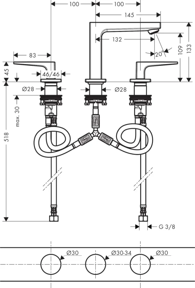 Hansgrohe Metropol Manual Mixers 407 X 314 X 77mm Chrome detail view - Image 2