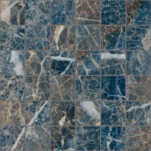 European Tiles Charmo Blue Sunstone Mosaic 30 X 30cm Polished Wall Tile detail view - Image 2