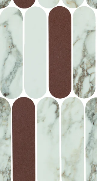 European Tiles Charmo Calacatta Pink Fiamma Oval Mosaic Mix 19.5 X 37cm Polished Wall Tile (sold Per Piece)