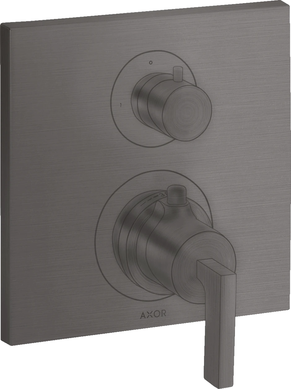 Axor Citterio Thermostatic Mixer For Concealed Installation With Shut-off / Diverter Valve And Lever Handle Brushed Black Chrome